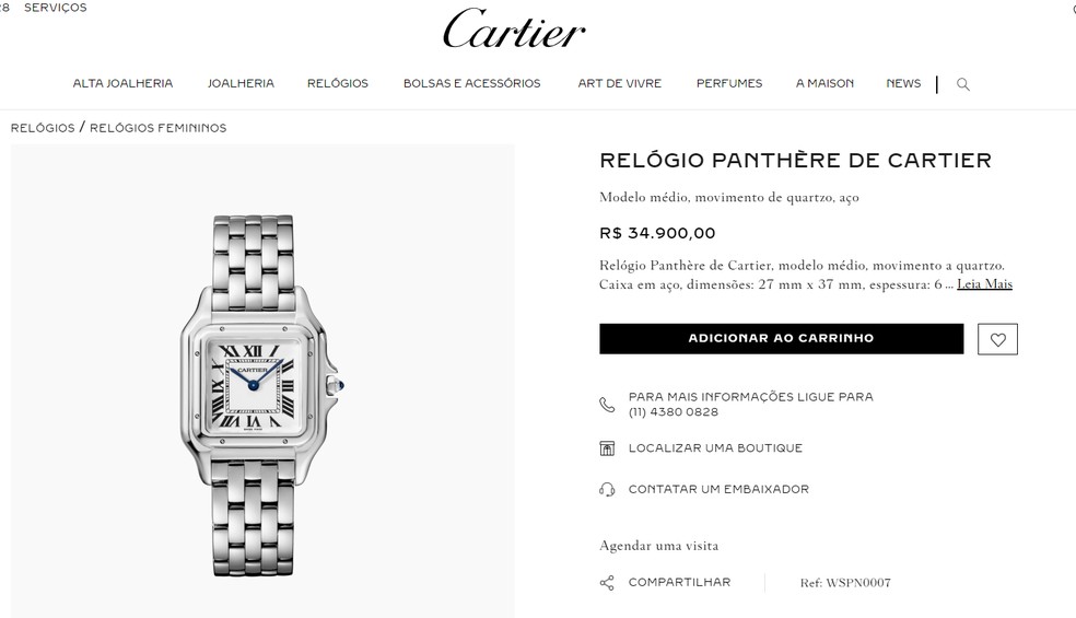 Relógio Cartier — Foto: Reprodução/Instagram