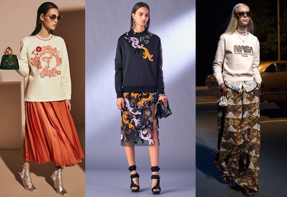Moletom glam. Da esq. pra dir. Fendi, Prabal Gurung e Coach (Foto: Divulgação) — Foto: Glamour