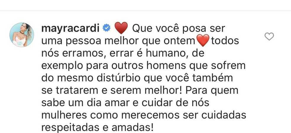 Comentário de Mayra (Foto: Reprodução/Instagram) — Foto: Glamour