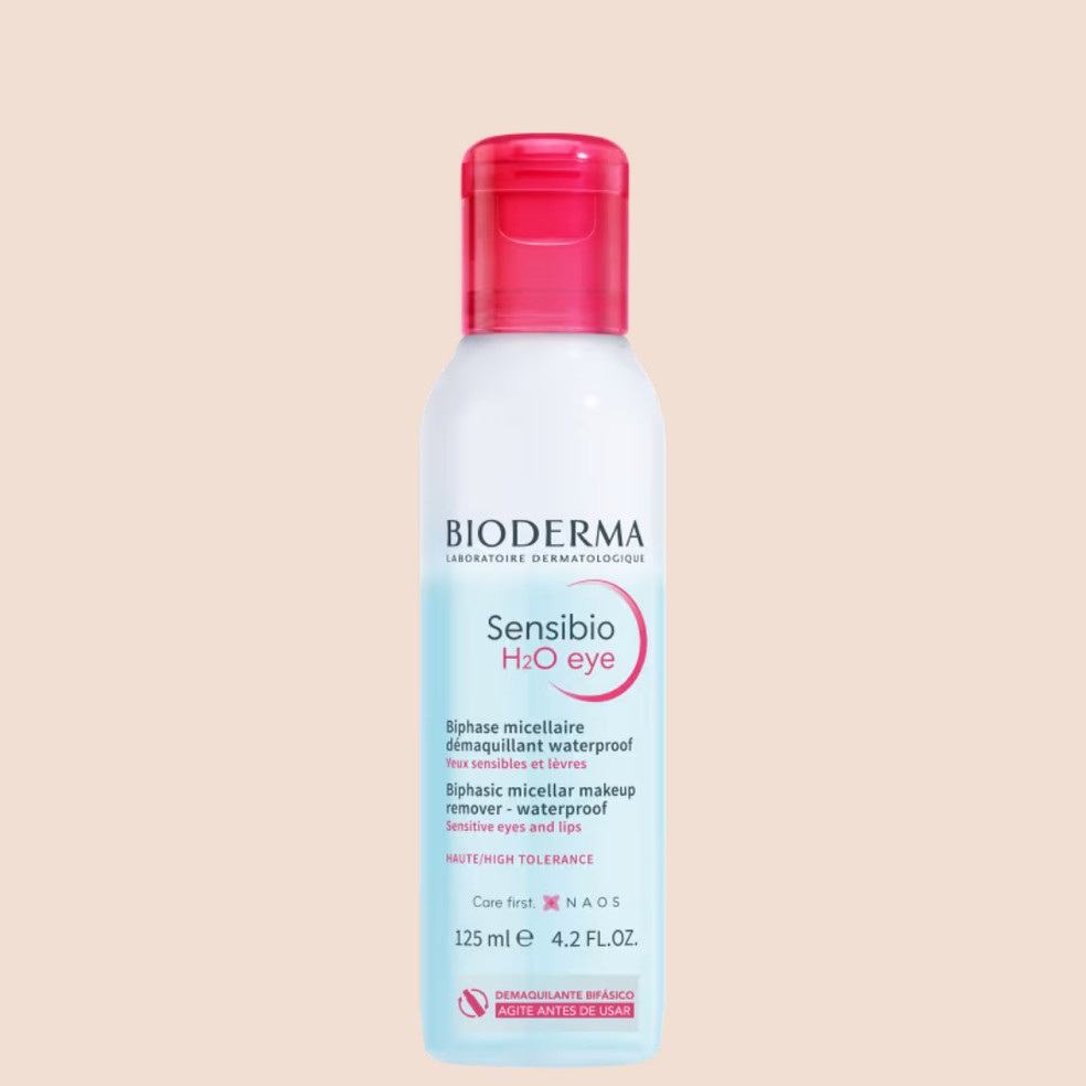 Demaquilante Micelar Bifásico Sensibio H2O Eye, Bioderma (R$ 104,90) — Foto: Divulgação