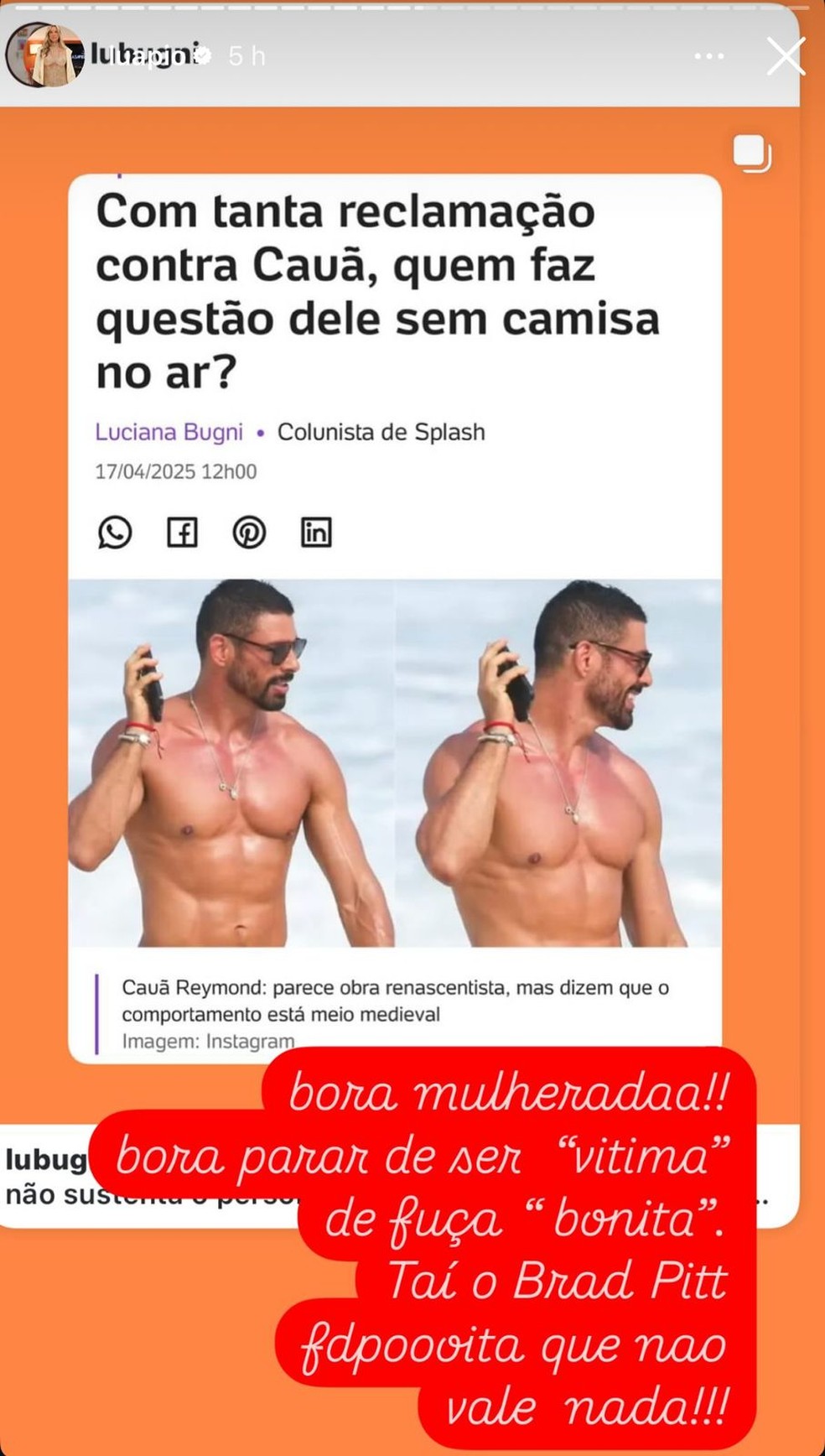 Luana Piovani critica Cauã Reymond após polêmicas: "Não vale nada" — Foto: Reprodução/Instagram
