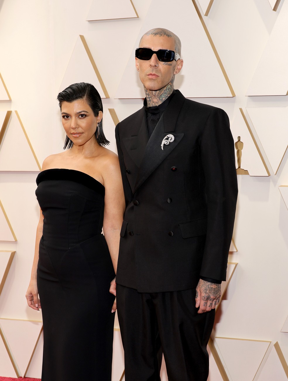 Oscar 2022: Kourtney Kardashian and Travis Barker — Foto: getty images