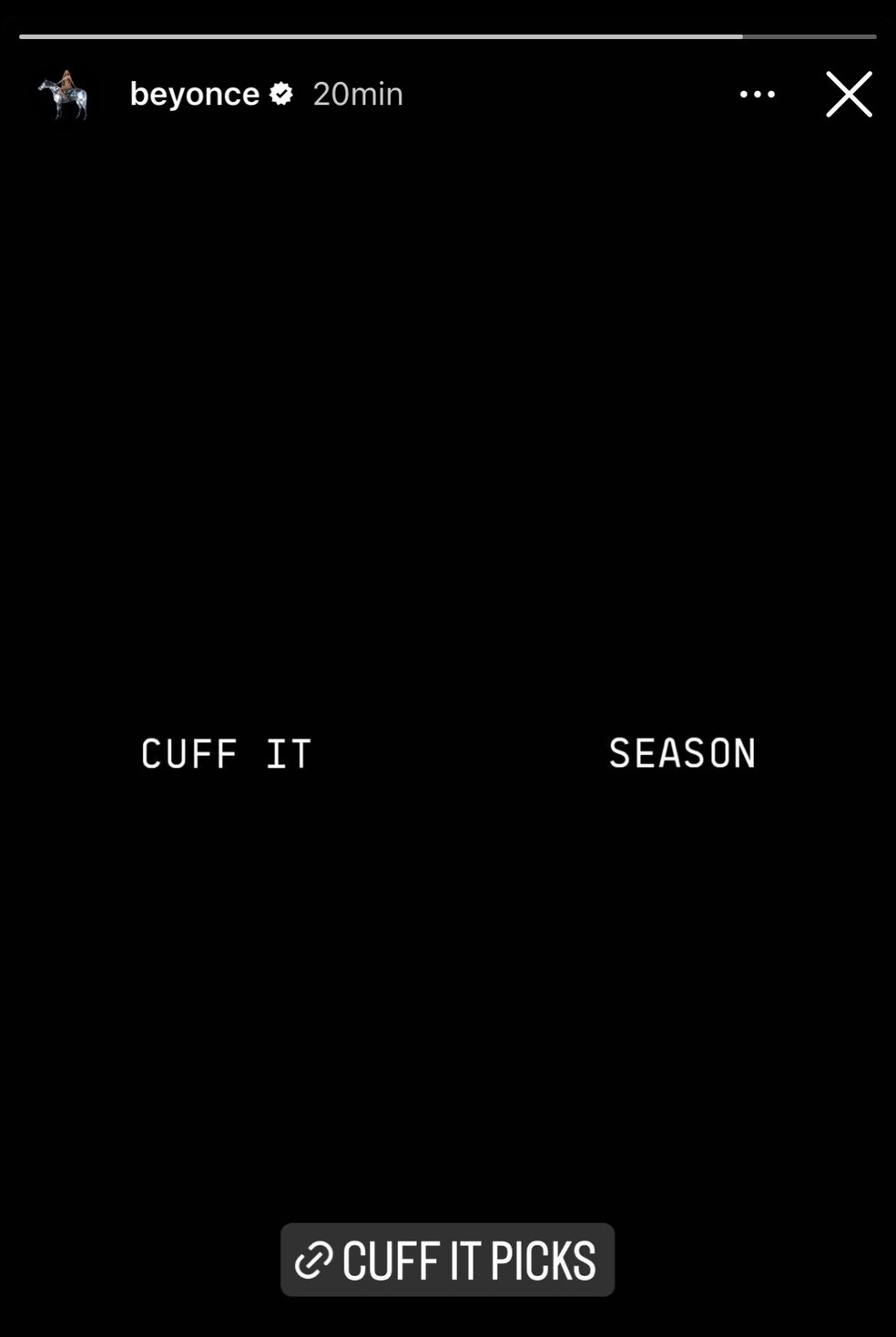 Beyoncé anuncia “Cuff It” como próximo single do álbum “Renaissance” — Foto: Reprodução/Instagram