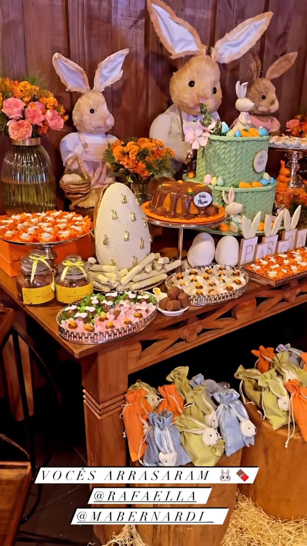 Decoração do almoço de Páscoa oferecido por Rafaella Santos — Foto: reprodução / instagram