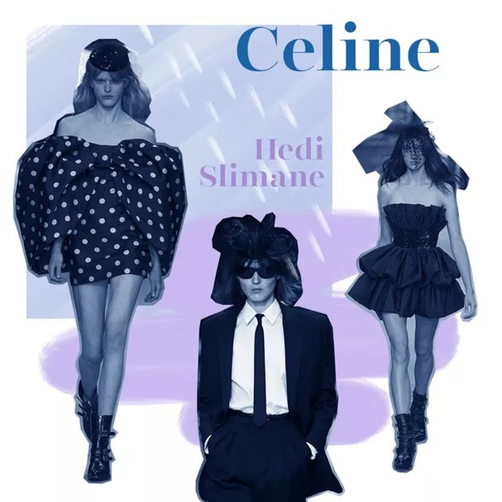 Modelos no desfile que marcou a estreia de Hedi Slimane como diretor criativo da Céline (Foto: Getty Images) — Foto: Glamour