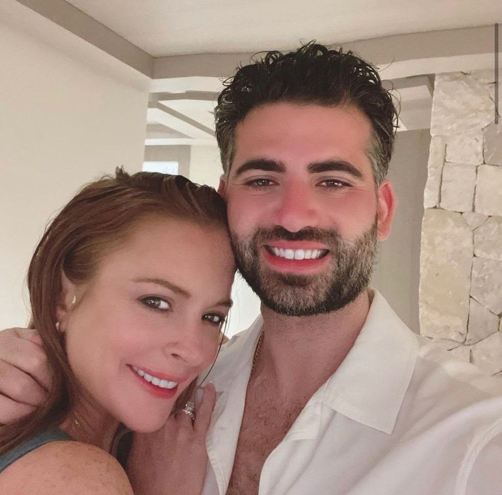 Lindsay Lohan e o marido — Foto: Instagram