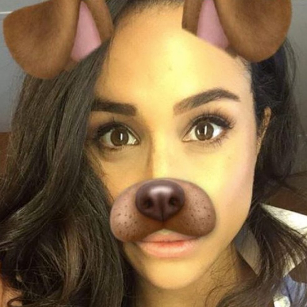 Meghan Markle usando um filtro de cachorrinho porque, sim!  (Foto: Reprodução/Instagram) — Foto: Glamour