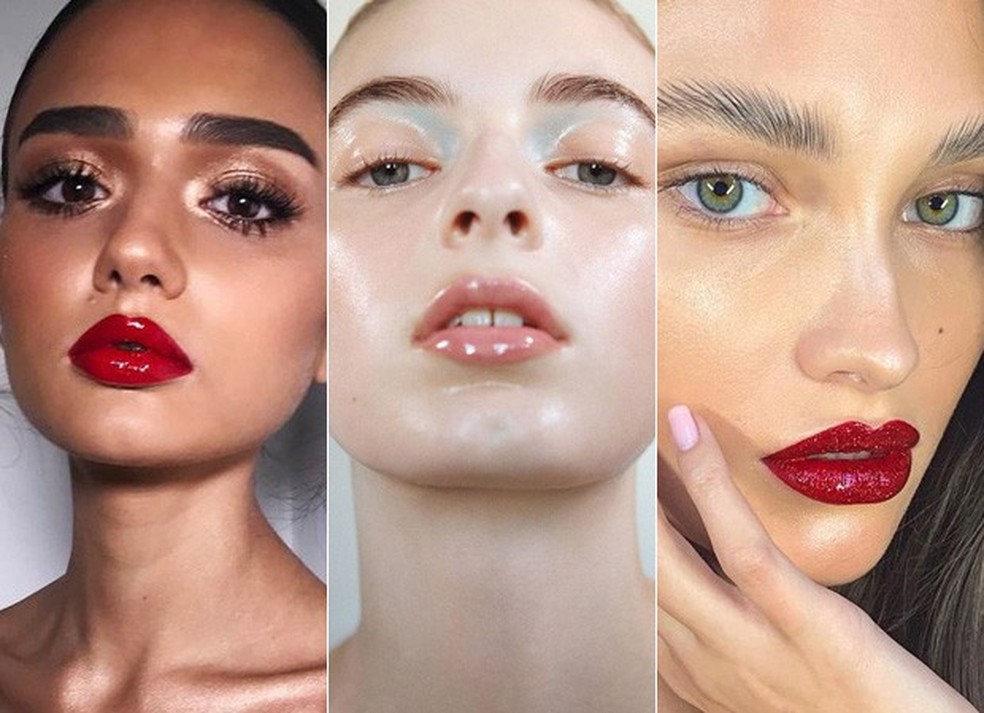 Batom laqueado é sexy e cool (Foto: Reprodução / Instagram / Pinterest) — Foto: Glamour
