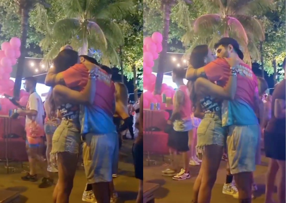 Sarah e Rodrigo Mussi se beijam — Foto: Reprodução/Instagram