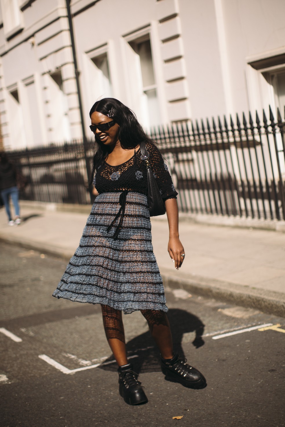 London Fashion Week: vestido e botas — Foto: IMAX