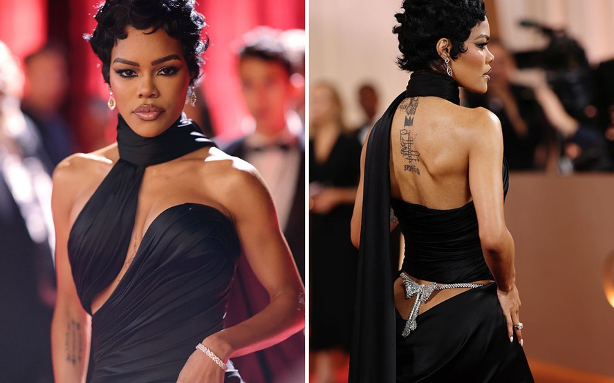 Globo de Ouro 2026: Teyana Taylor deixa calcinha à mostra no tapete vermelho