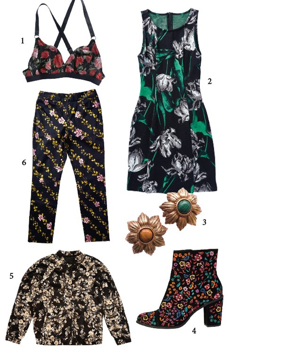 1. Forever 21, R$ 46; 2. Forum, R$ 232; 3. Abi Project, R$ 198 (cada); 4. Tanara, R$ 400; 5. Guess, R$ 499; 6. Le Lis Blanc, R$ 580 — Foto: Glamour