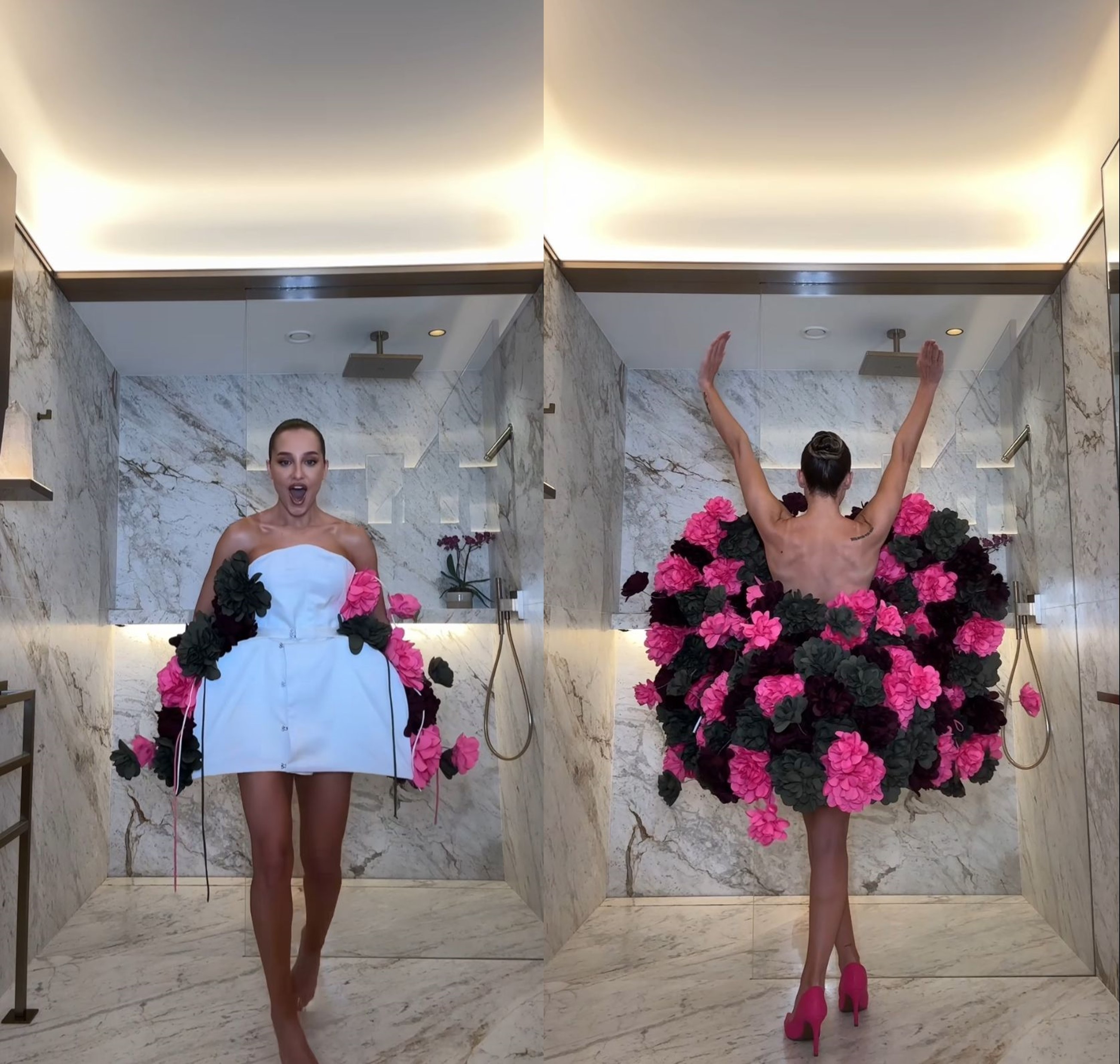 Malu Borges viraliza na web com look escultural de flores feito por ...