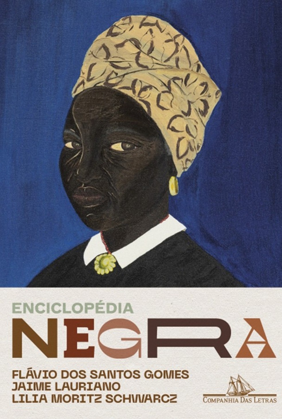 A obra de Mônica na capa do livro: “Dona Afra teve certa ascensão social. Voltei à pintura clássica para o retrato, mesclando com elementos que a conectam com a África” (Foto: reprodução) — Foto: Glamour