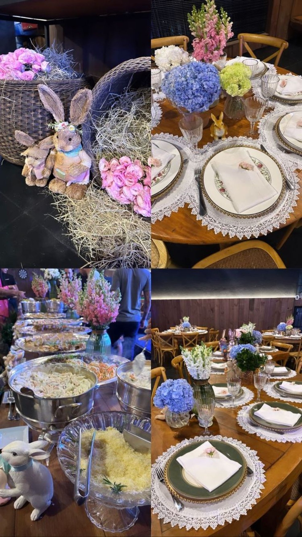 Buffet e decoração do almoço de Páscoa oferecido por Rafaella Santos — Foto: reprodução / instagram