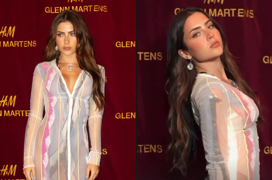 Em Londres, Jade Picon aposta em look transparente para lançamento de marca