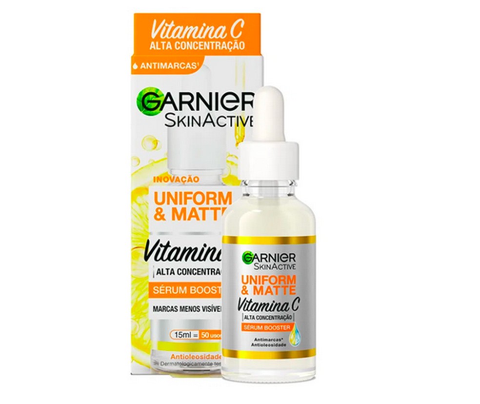 Sérum Facial Antimarcas Uniform & Matte, Garnier, R$43 — Foto: Reprodução/Internet
