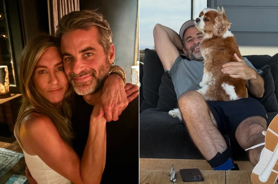 Jennifer Aniston posa em clima de romance com namorado, Jim Curtis