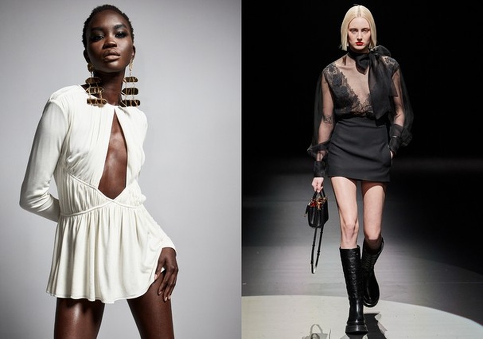 Tendências do Inverno 2021-2022 para ficar de olho (Foto: Divulgação / Tom Ford / Valentino) — Foto: Glamour