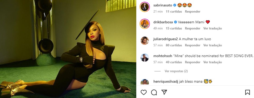 Sabrina Sato e Drik Barbosa impactadas por nova série de visuais de Beyoncé — Foto: Reprodução/Instagram