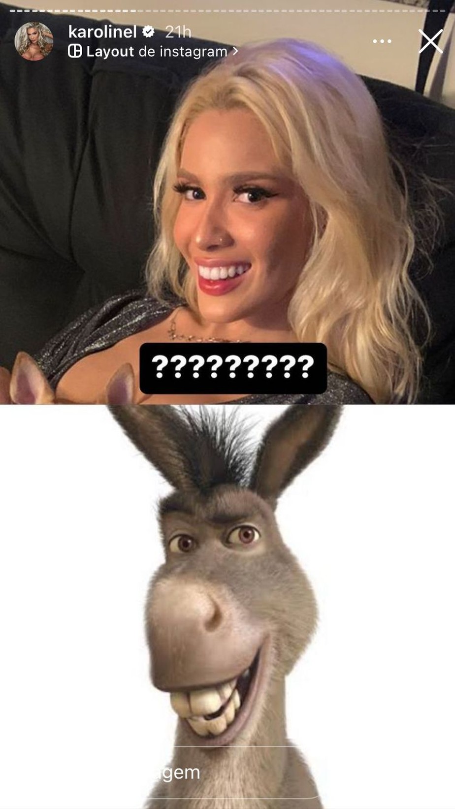 Karoline Lima é comparada ao burro do 'Shrek' e diverte web