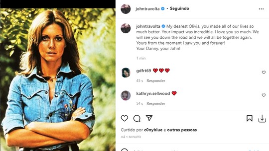 John Travolta presta homenagem a Olivia Newton-John