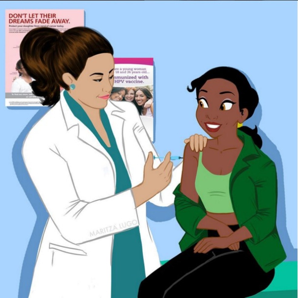 Tiana tomando vacina contra o HPV (Foto: Reprodução) — Foto: Glamour