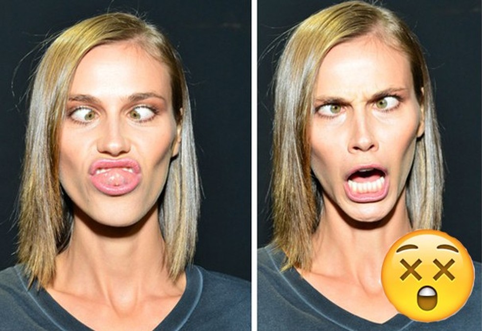 Modelos lindas se aventuram nas caretas e ficam parecidas com emojis