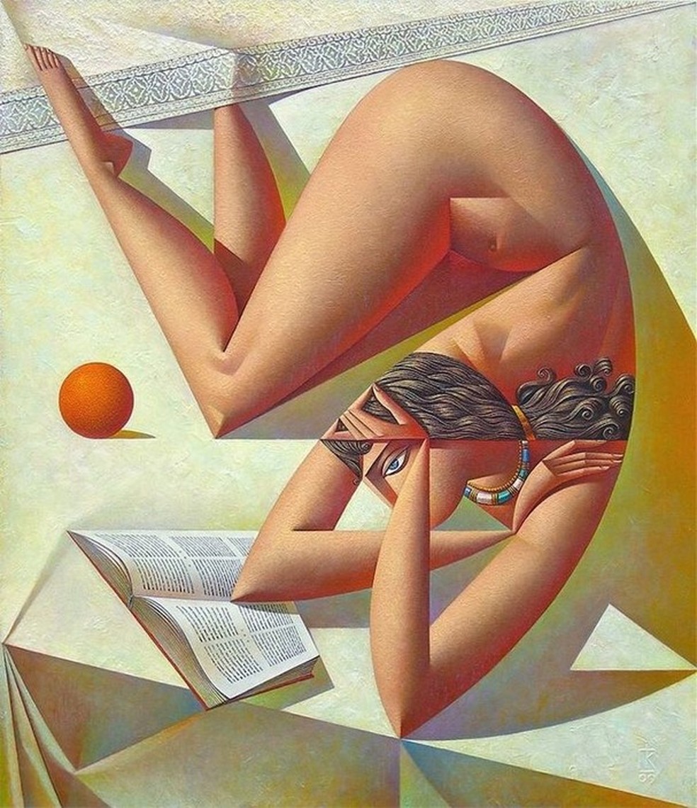 Woman Reading Book with Orange, do artista russo Georgy Kurasov (Foto: Reprodução) — Foto: Glamour