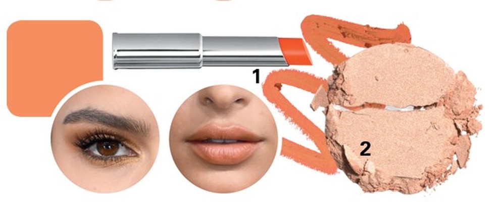 1. Joues Contraste cor Frivole, R$ 270, Chanel; 2. Batom cor Tangerine Pop, R$ 40, Mary Kay (Fotos: Condé Nast Archive, Getty Images e Divulgação) — Foto: Glamour