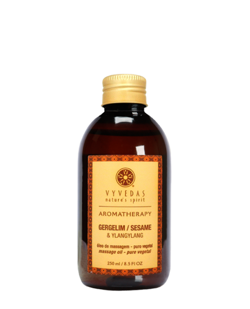 Óleo de massagem Gergelim, Sésamo e Ylang Ylang, R$ 90, Vyvedas (Foto: Divulgação) — Foto: Glamour
