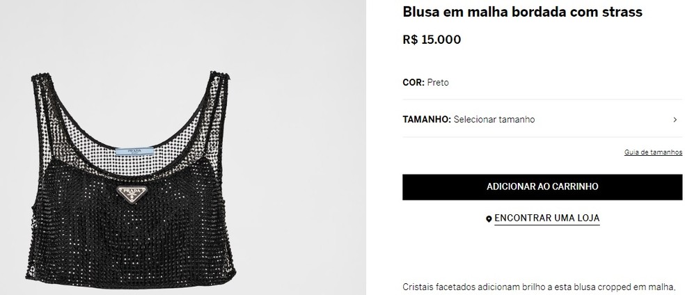 Blusa usada por Luciana Gimenez — Foto: Reprodução/Prada