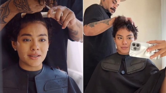 Bella Campos se emociona ao cortar cabelo curtinho: 'Muito orgulhosa de mim mesma'