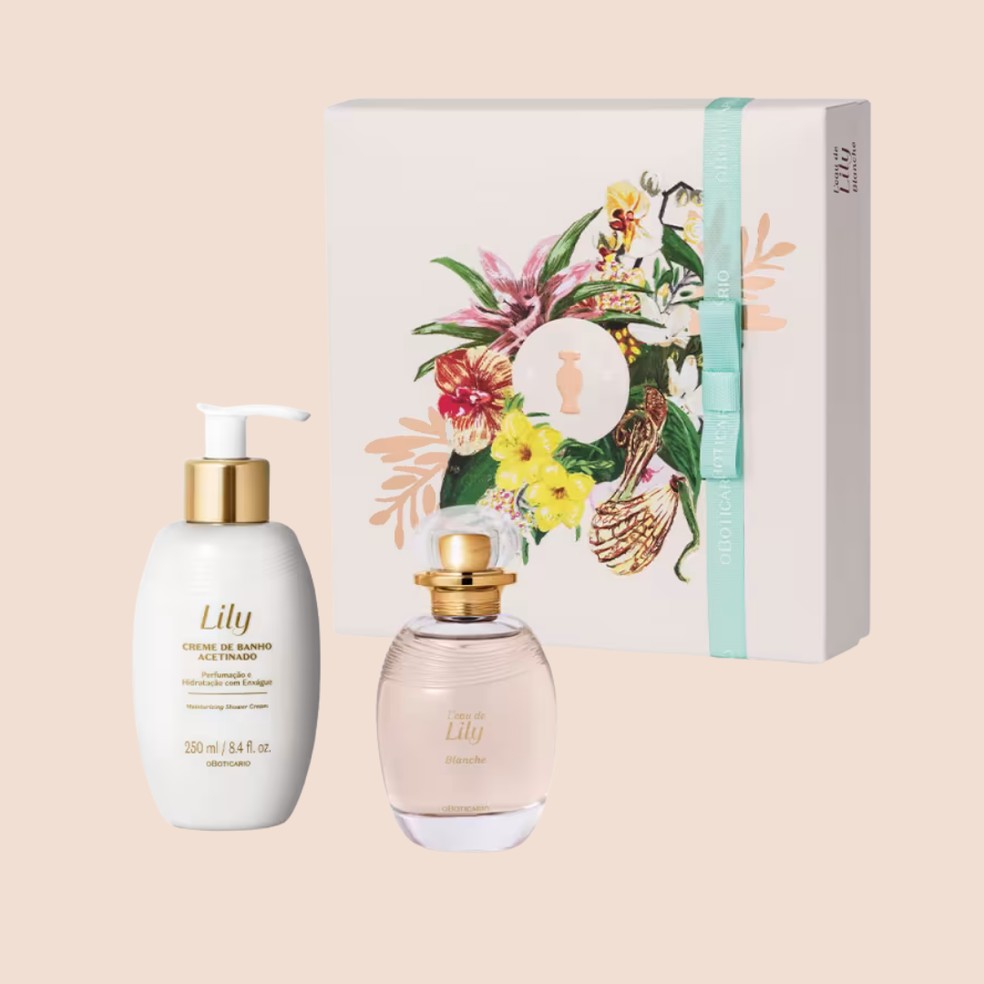 Creme de Banho Acetinado Corporal e Desodorante Colônia L’eau de Lily Blanche, o Boticário (R$ 239,90) — Foto: Divulgação