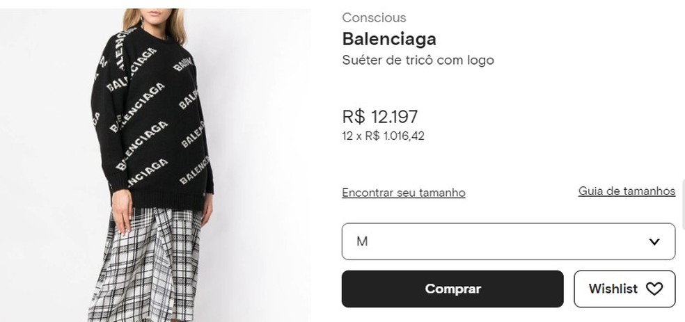 Preço do suéter de tricô da Belenciaga usado por Bruna Biancardi — Foto: Instagram