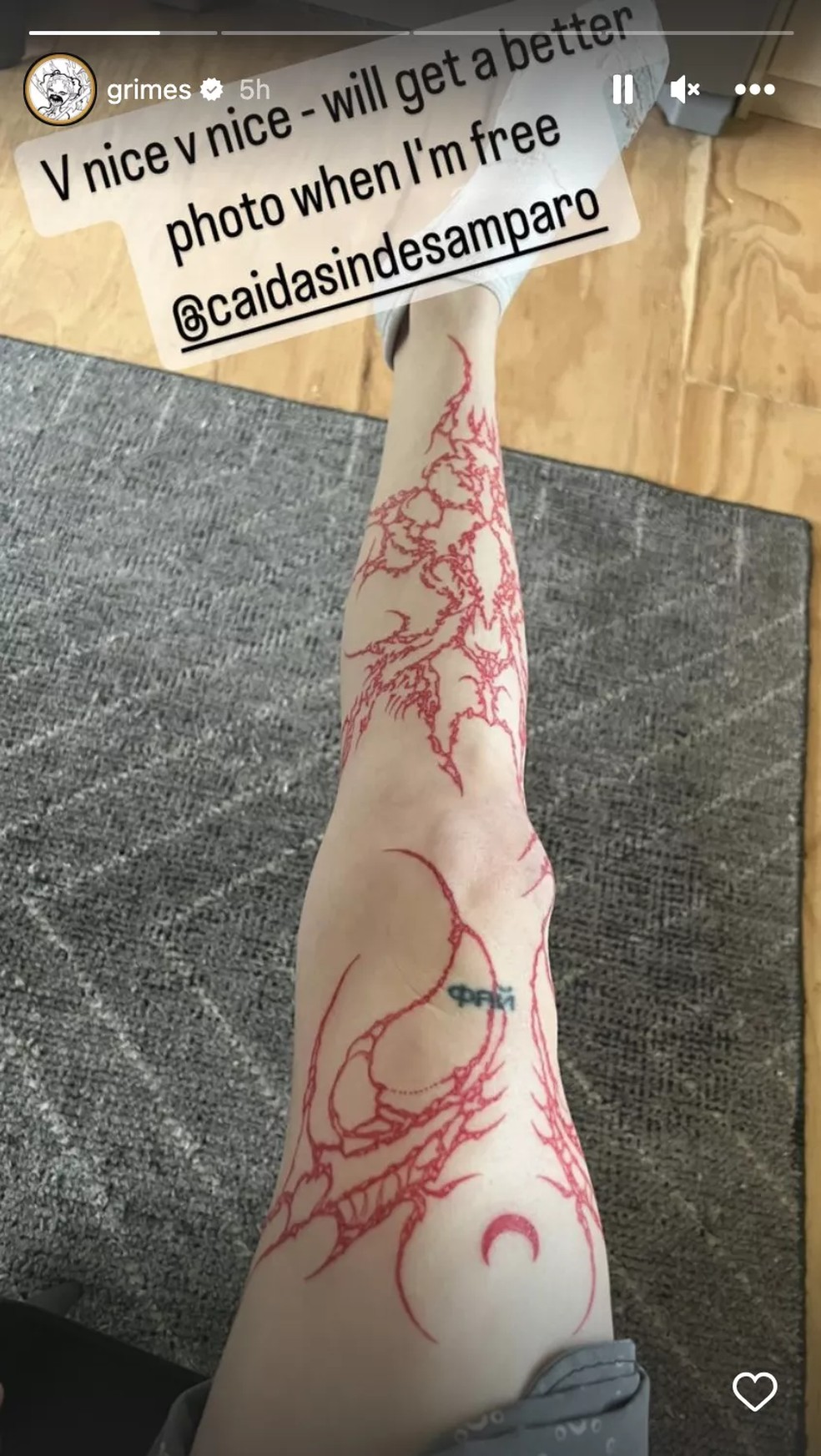 Tatuagem de Grimes — Foto: Instagram