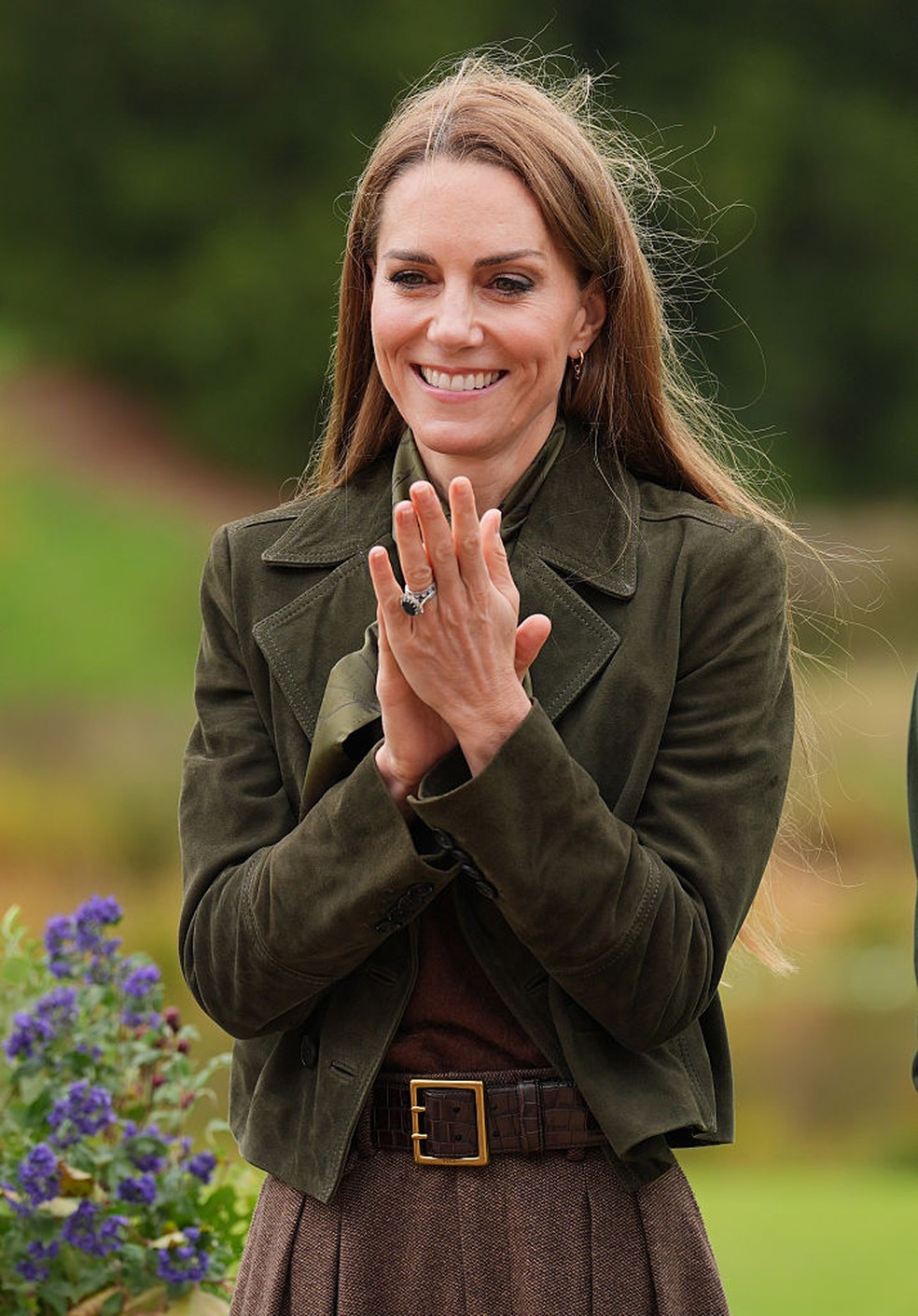 O significado do conjunto de anéis de brilhante de Kate Middleton tem usado nos últimos meses — Foto: Getty Images