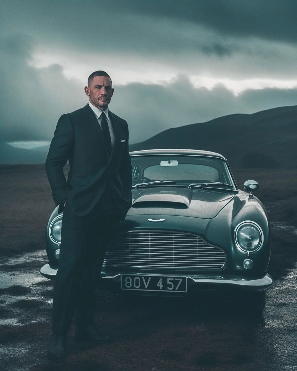 Tom Hardy - Artista cria versões de James Bond, agente 007, com nomes famosos — Foto: Reprodução/Instagram