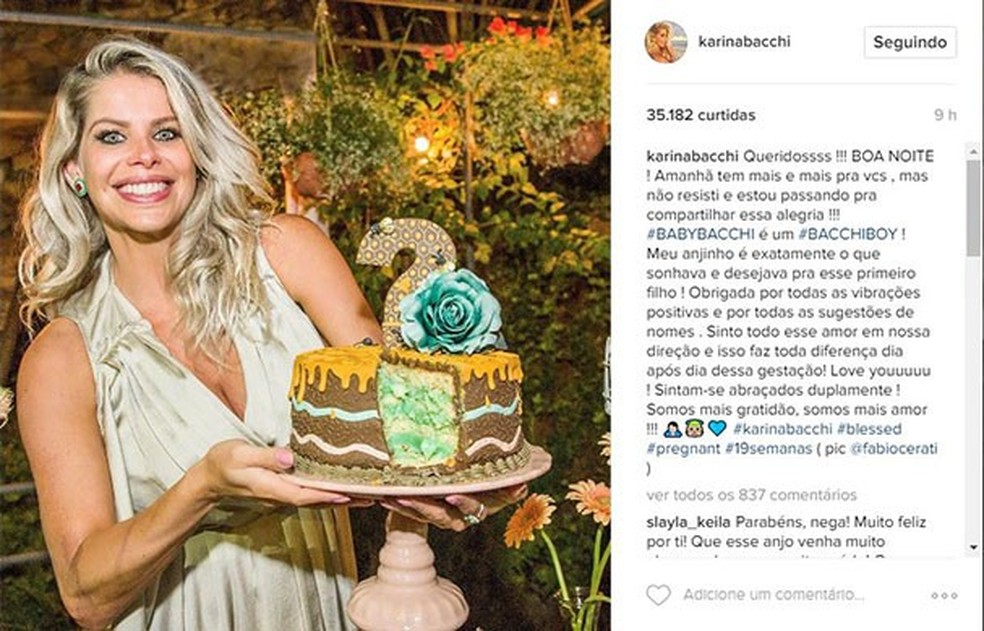 karina Bacchi fala sobre o sexo de seu bebê (Foto: Reprodução/Instagram) — Foto: Glamour