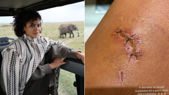Bella Campos relembra mordida de jacaré nos bastidores de 'Pantanal'