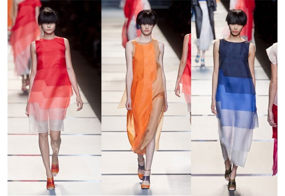 O desfile chieo de cores da Fendi (Foto: ImaxTree) — Foto: Glamour