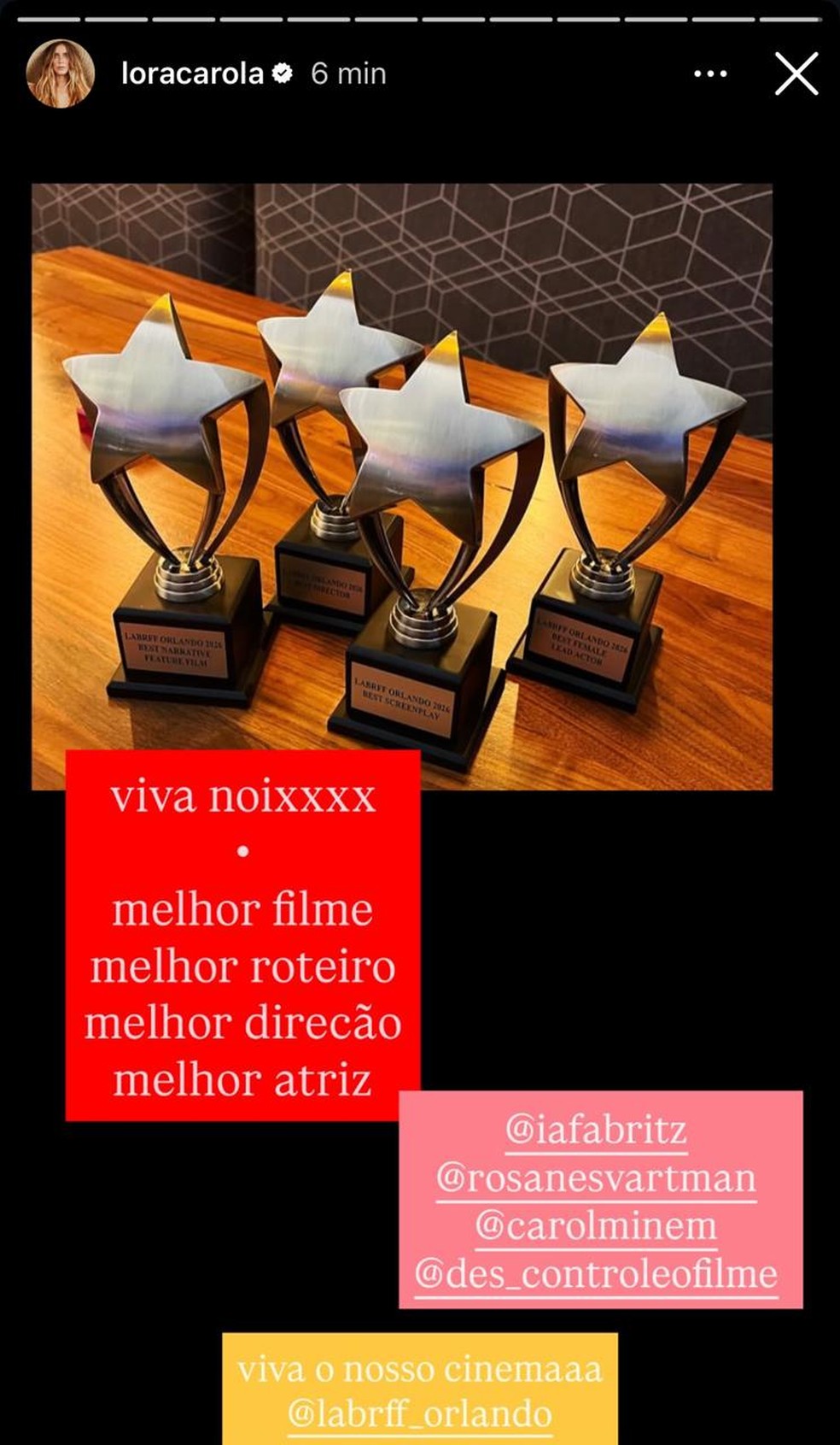 Postagem de Carolina Dieckmmann — Foto: Reprodução/Instagram