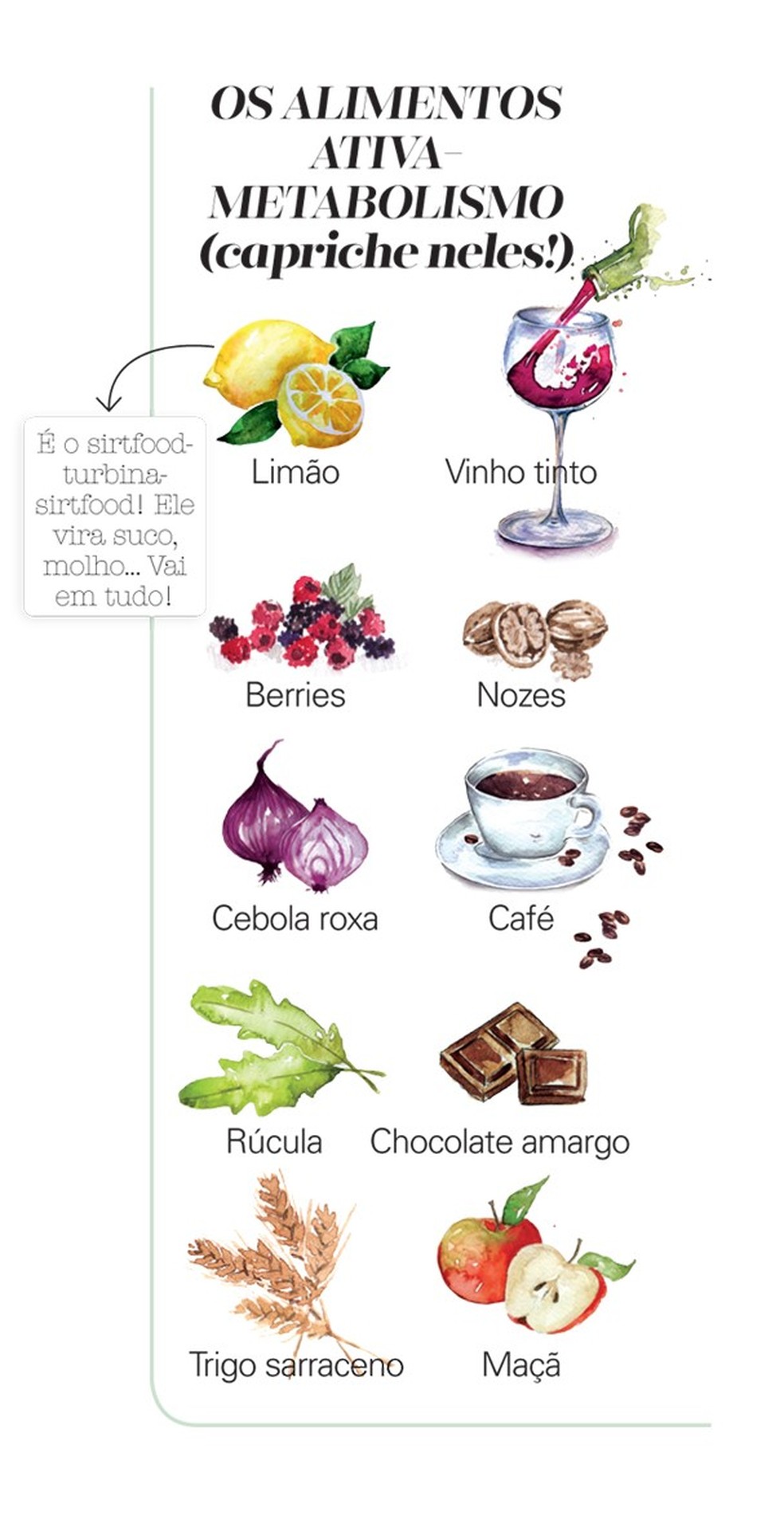 Os alimentos ativa-metabolismo (Foto: Ilustrações Camila Gray) — Foto: Glamour
