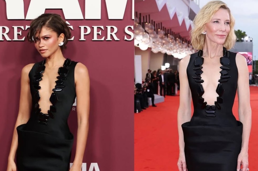 Zendaya repete look usado por Cate Blanchett durante première de filme em Roma — Foto: Reprodução/Instagram