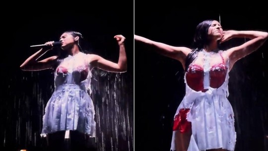 Vestido de Olivia Rodrigo derrete embaixo d'água em estreia de nova turnê Vestido de Olivia Rodrigo derrete embaixo d'água em estreia de nova turnê