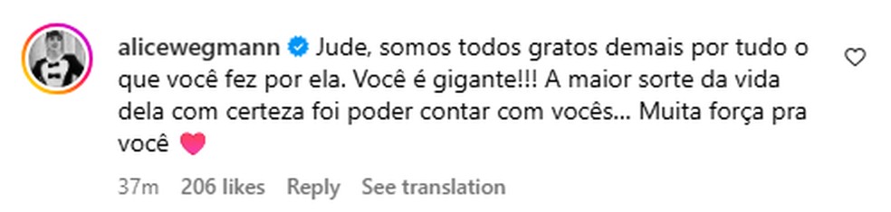 Famosos agradecem Jude Paulla por apoio nos últimos momentos de Preta Gil — Foto: Reprodução/Instagram