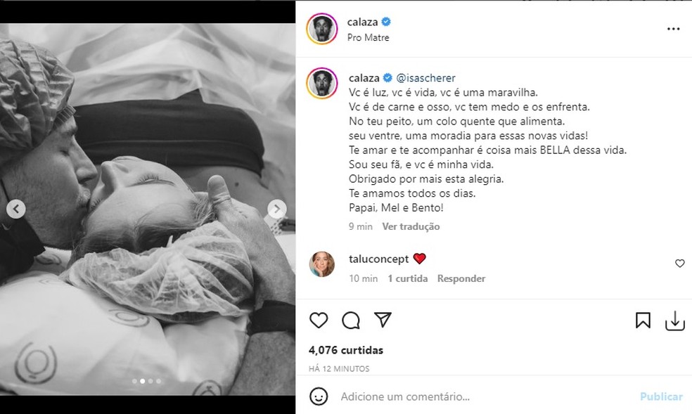 Rodrigo Calazans usa post para se declarar para Isa Scherer — Foto: Reprodução/Instagram