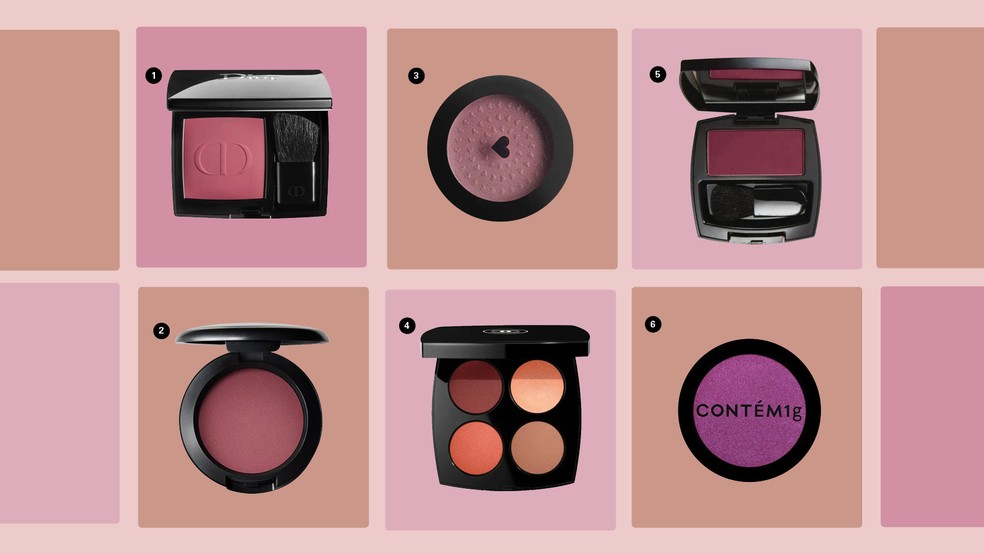 6 blushes perfeitos para usar no inverno — Foto: Divulgação/Arte: Manoela Morel