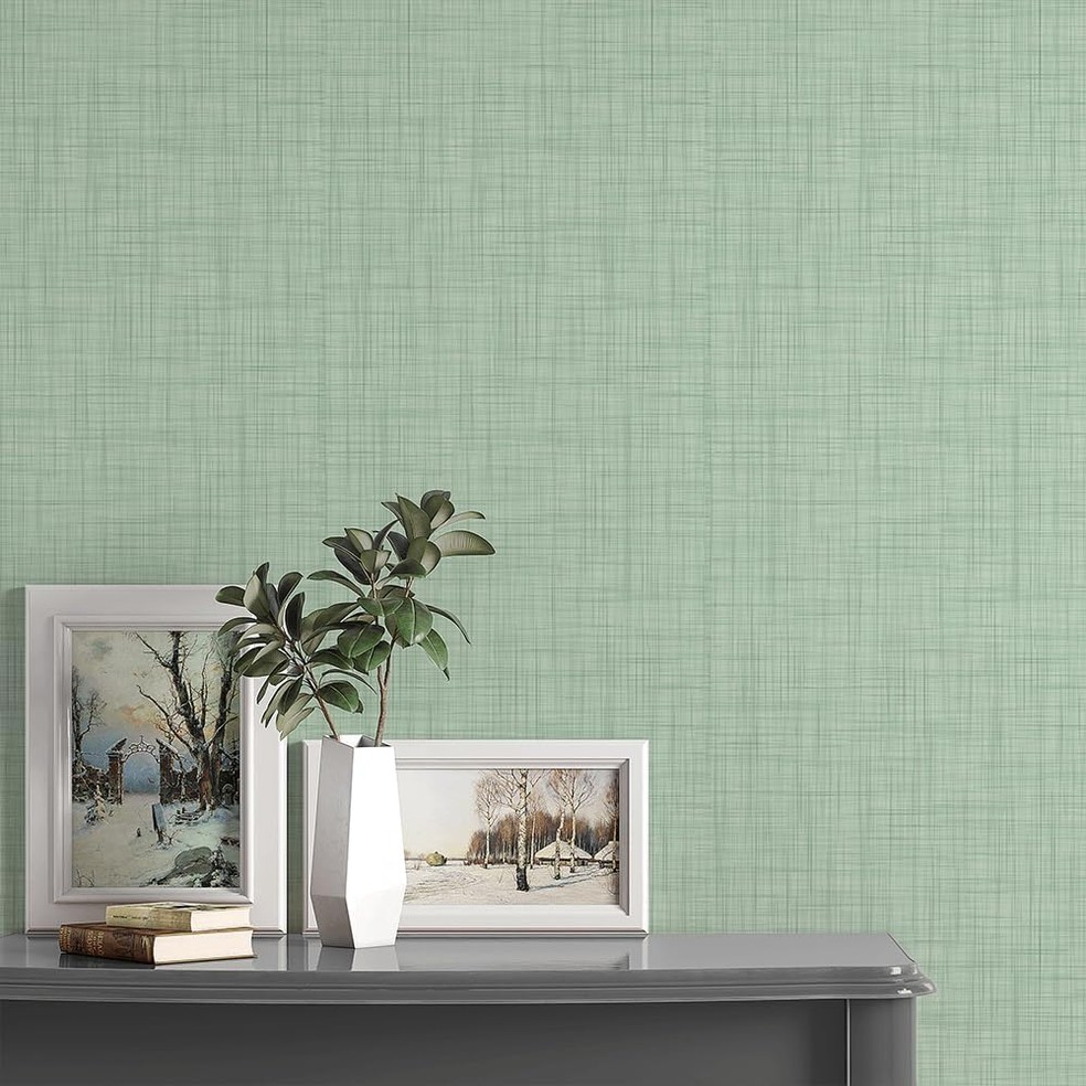 Papel de parede linho verde — Foto: Divulgação