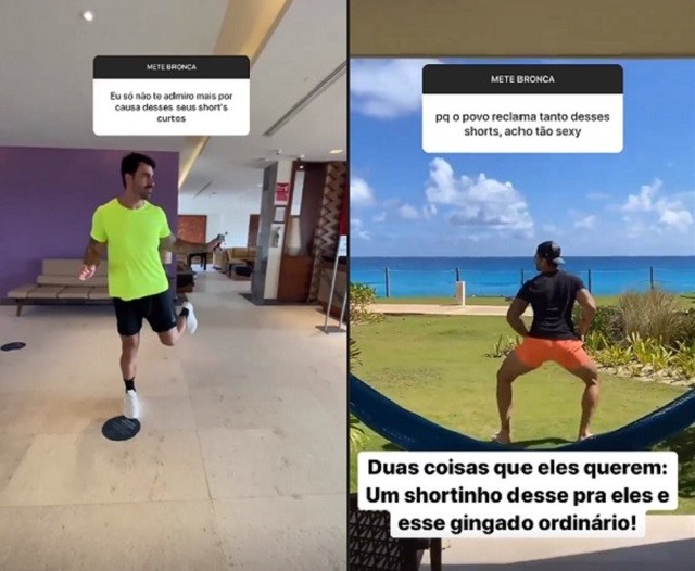 Ex-BBB Rodrigão responde críticas aos shorts curtos dançando